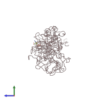 PDB entry 1efg coloured by chain, side view.