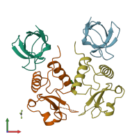 PDB entry 1efn coloured by chain, front view.