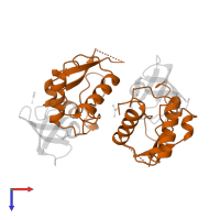 C-terminal core protein in PDB entry 1efn, assembly 1, top view.