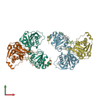 PDB entry 1efp coloured by chain, front view.