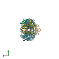 PDB entry 1efp coloured by chain, side view.