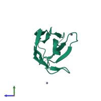 PDB entry 1efq coloured by chain, side view.