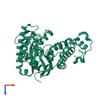 PDB entry 1efz coloured by chain, top view.