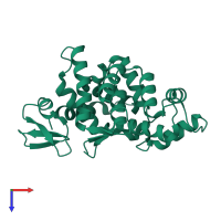 PDB entry 1eg3 coloured by chain, top view.