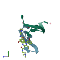 PDB entry 1eg6 coloured by chain, side view.