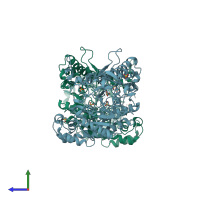 PDB entry 1eg7 coloured by chain, side view.