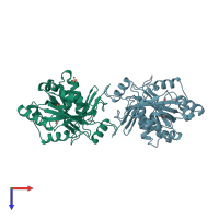 PDB entry 1ega coloured by chain, top view.