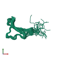 PDB entry 1egf coloured by chain, ensemble of 16 models, front view.