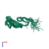 PDB entry 1egf coloured by chain, ensemble of 16 models, top view.