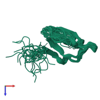 PDB entry 1egl coloured by chain, ensemble of 25 models, top view.