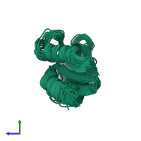 PDB entry 1ego coloured by chain, ensemble of 20 models, side view.