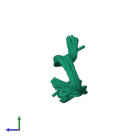 PDB entry 1egs coloured by chain, ensemble of 20 models, side view.