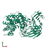 PDB entry 1egu coloured by chain, front view.