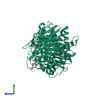PDB entry 1egu coloured by chain, side view.