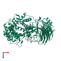 PDB entry 1egu coloured by chain, top view.