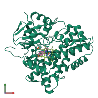 PDB entry 1egy coloured by chain, front view.