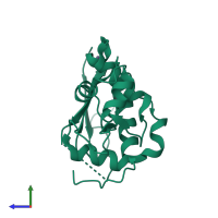 PDB entry 1eh6 coloured by chain, side view.