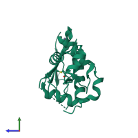 PDB entry 1eh7 coloured by chain, side view.