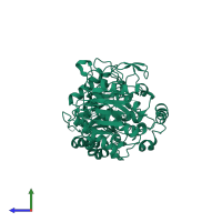 PDB entry 1eh9 coloured by chain, side view.