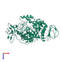 PDB entry 1eh9 coloured by chain, top view.