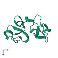 PDB entry 1ehd coloured by chain, top view.