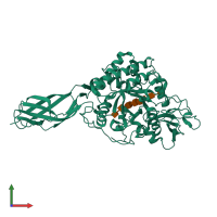 PDB entry 1ehn coloured by chain, front view.