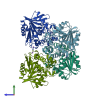 PDB entry 1ehy coloured by chain, side view.