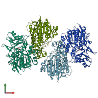 PDB entry 1ei6 coloured by chain, front view.