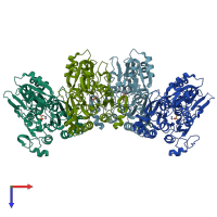PDB entry 1ei6 coloured by chain, top view.