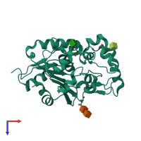 PDB entry 1ei9 coloured by chain, top view.