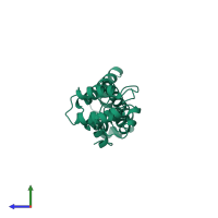 PDB entry 1eia coloured by chain, side view.