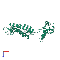 PDB entry 1eia coloured by chain, top view.