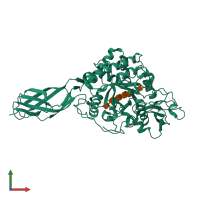 PDB entry 1eib coloured by chain, front view.