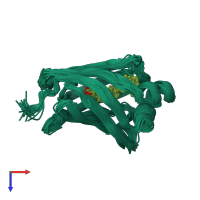 PDB entry 1eii coloured by chain, ensemble of 25 models, top view.