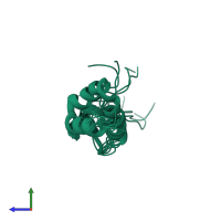 PDB entry 1eij coloured by chain, ensemble of 10 models, side view.