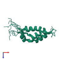 PDB entry 1eij coloured by chain, ensemble of 10 models, top view.