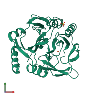 PDB entry 1eil coloured by chain, front view.