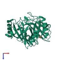 PDB entry 1eil coloured by chain, top view.