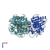 PDB entry 1ein coloured by chain, top view.