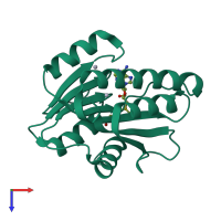 PDB entry 1ej0 coloured by chain, top view.