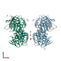 PDB entry 1ejd coloured by chain, front view.