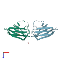 PDB entry 1ejf coloured by chain, top view.