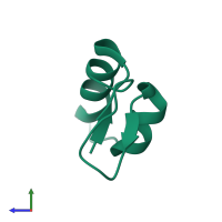 PDB entry 1ejg coloured by chain, side view.