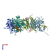 PDB entry 1ejh coloured by chain, top view.