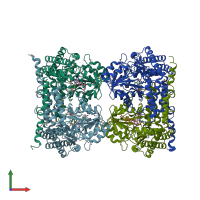 PDB entry 1eji coloured by chain, front view.