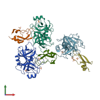 PDB entry 1ejm coloured by chain, front view.