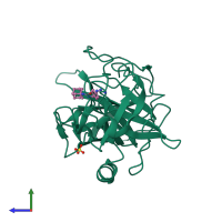 PDB entry 1ejn coloured by chain, side view.
