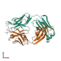 PDB entry 1ejo coloured by chain, front view.