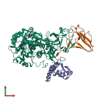 PDB entry 1ejv coloured by chain, front view.