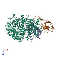 PDB entry 1ejv coloured by chain, top view.